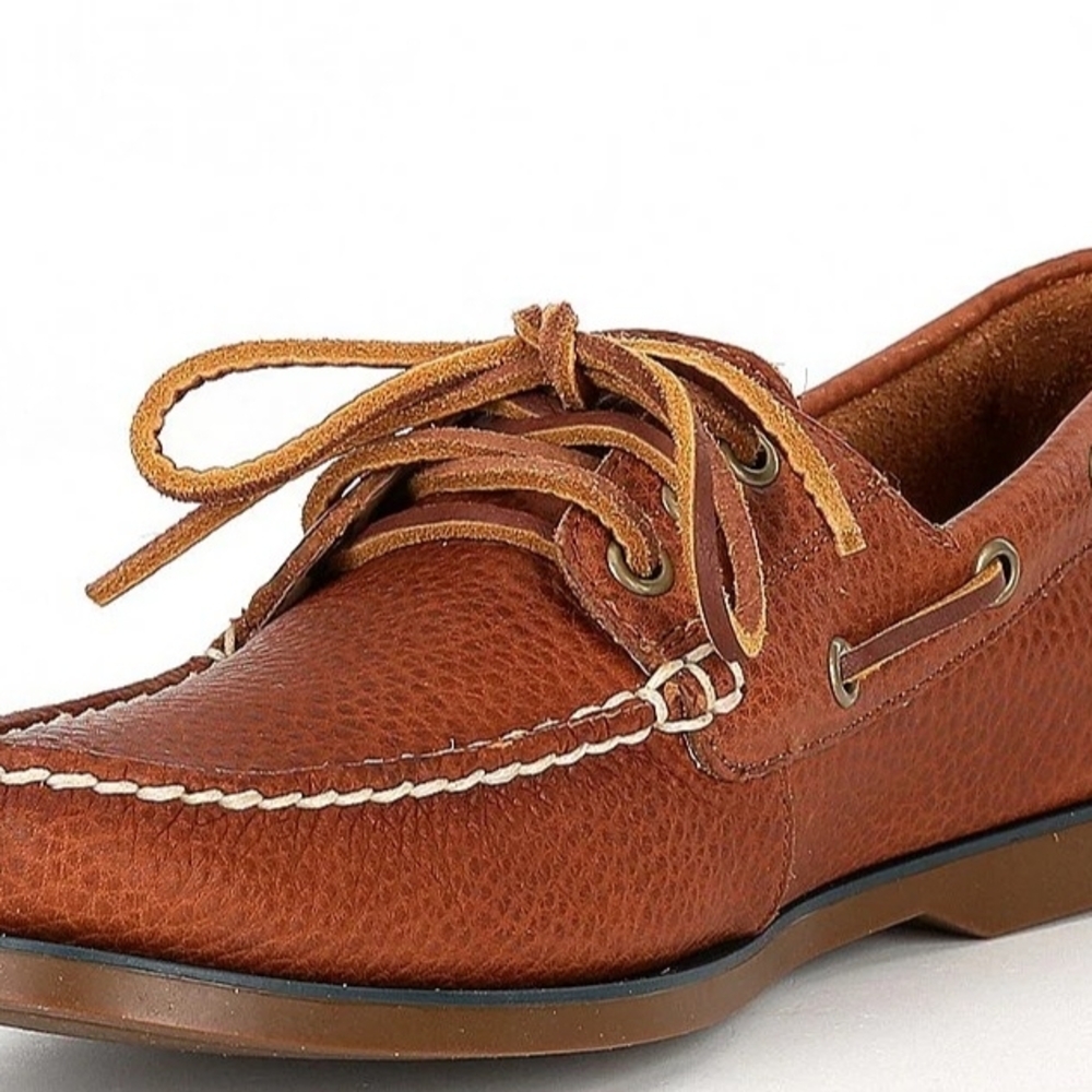 NEW IN BOX Polo by Ralph Lauren Tan Leather Brienne Boat Shoes - Picture 2 of 7
